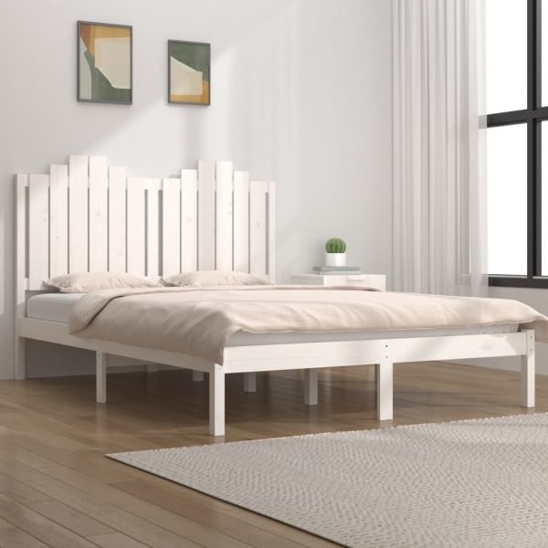 Arlington Bed Frame Solid Wood Pine – White, QUEEN