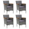 Garden Dining Chairs 4 pcs Poly Rattan – Grey