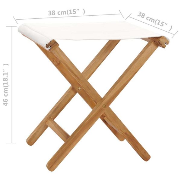 Folding Chairs 2 pcs Solid Teak Wood and Fabric – Cream White