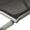 Folding Footrest Black and Silver Textilene and Aluminium