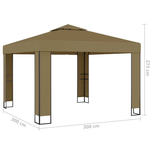 Gazebo with Double Roof – 3×3 m, Taupe
