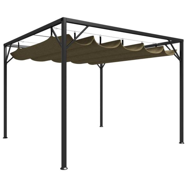 Garden Gazebo with Retractable Roof Canopy – Taupe