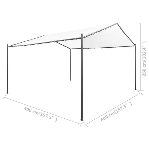 Gazebo Pavilion Tent Canopy Steel – 4×4 m, White