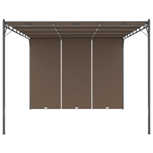 Garden Gazebo with Side Curtain Taupe – 4x3x2.25 m