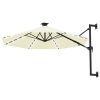 Wall-mounted Parasol with LEDs and Metal Pole 300 cm – Sand