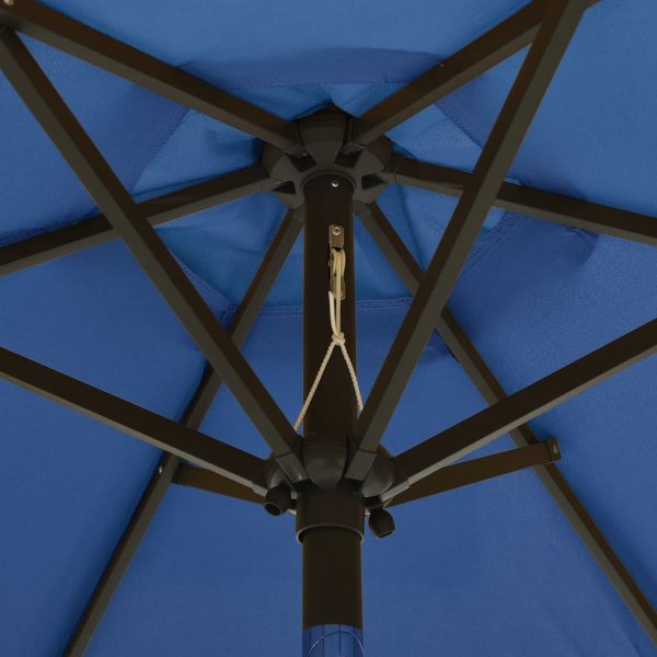 Parasol with LED Lights 200×211 cm Aluminium – Azure Blue