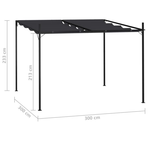 Gazebo with Retractable Roof – 300x300x233 cm, Anthracite