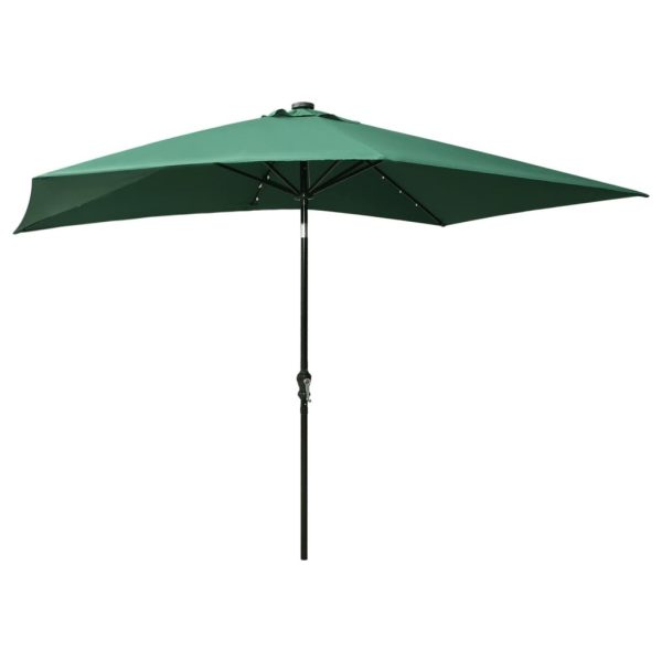 Parasol with LEDs and Steel Pole 2×3 m – Green