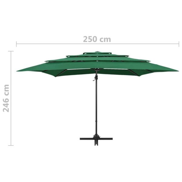 4-Tier Parasol with Aluminium Pole 250×250 cm – Green