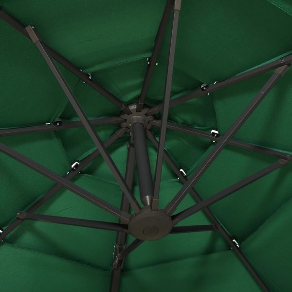 4-Tier Parasol with Aluminium Pole 3×3 m – Green