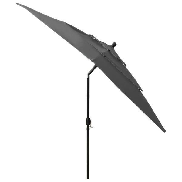 3-Tier Parasol with Aluminium Pole – 2.5×2.5 m, Anthracite