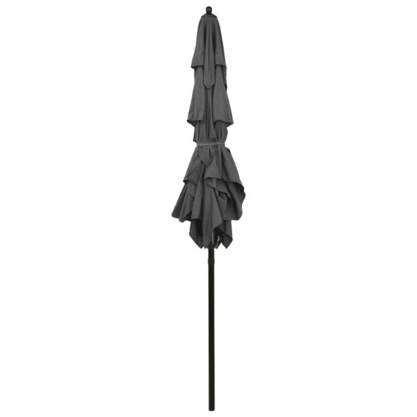 3-Tier Parasol with Aluminium Pole – 2×2 m, Anthracite