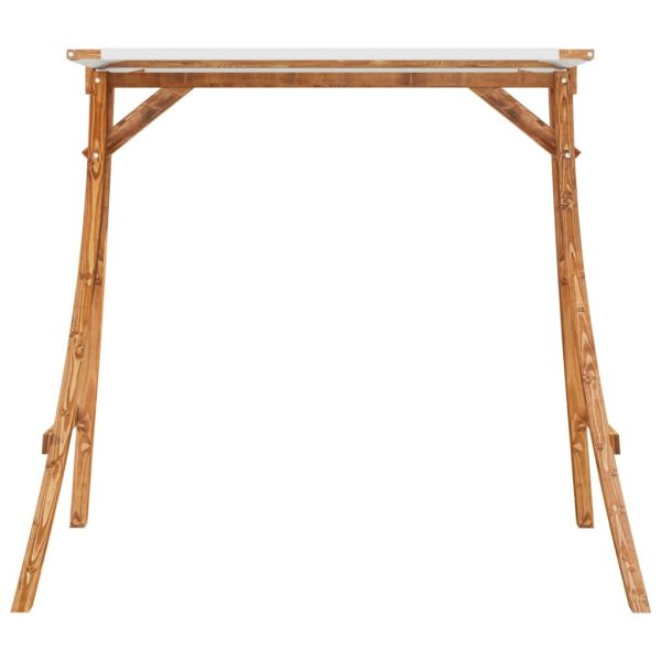Swing Frame with Roof Solid Bent Wood with Teak Finish – Cream