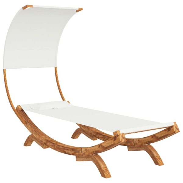 Outdoor Lounge Bed with Canopy Solid Bent Wood