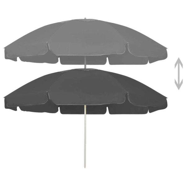 Beach Umbrella – 240 cm, Anthracite and White