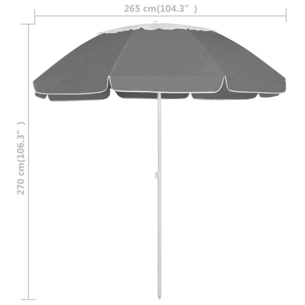 Beach Umbrella – 300 cm, Anthracite and White