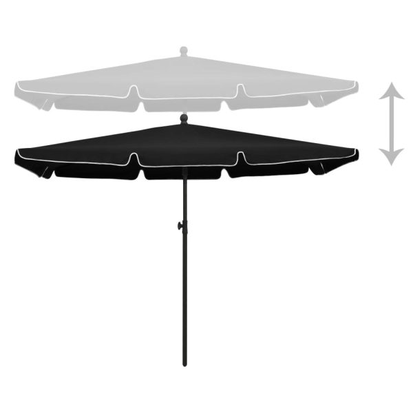 Garden Parasol with Pole 210×140 cm – Black