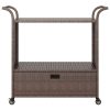 Bar Cart with Drawer 100x45x97 cm Poly Rattan – Brown