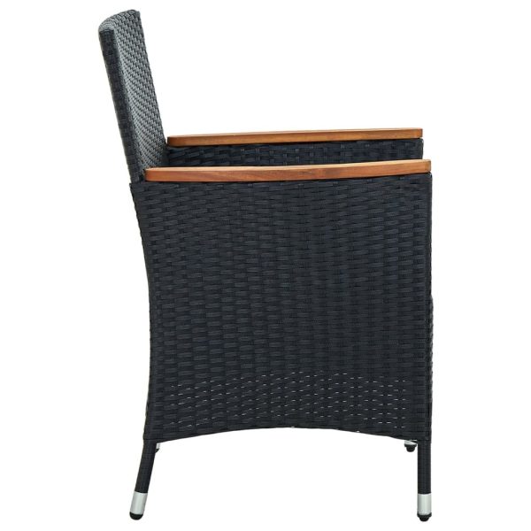 Garden Dining Chairs 4 pcs Poly Rattan – Black