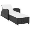 Sun Lounger with Cushion Poly Rattan – Black