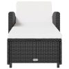 Sun Lounger with Cushion Poly Rattan – Black