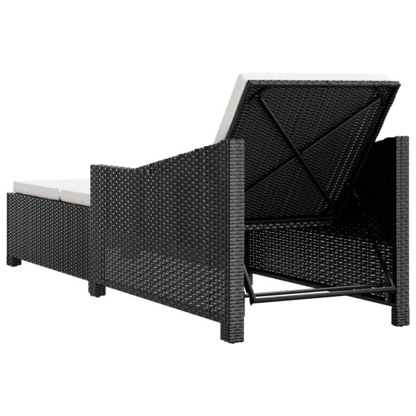 Sun Lounger with Cushion Poly Rattan – Black