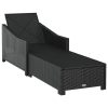 Sun Lounger with Cushion Poly Rattan – Black