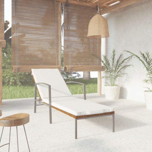 Garden Sun Lounger with Cushion Poly Rattan – Brown