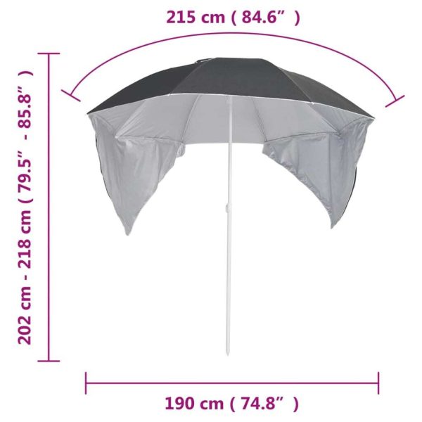 Beach Umbrella with Side Walls 215 cm – Anthracite