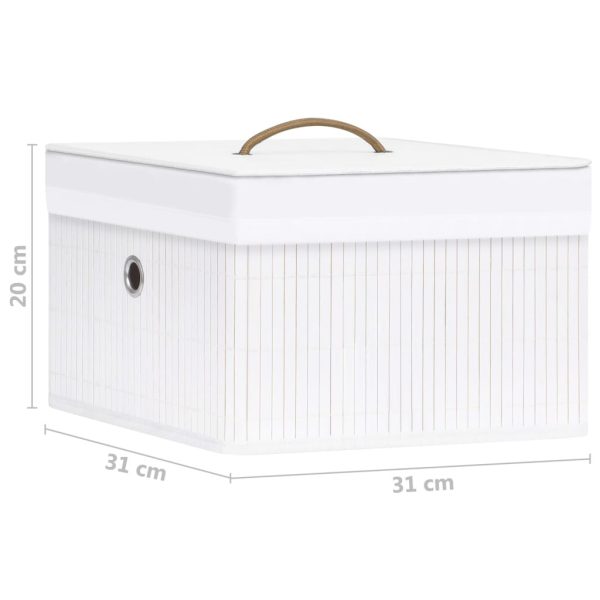 Bamboo Storage Boxes 4 pcs – White