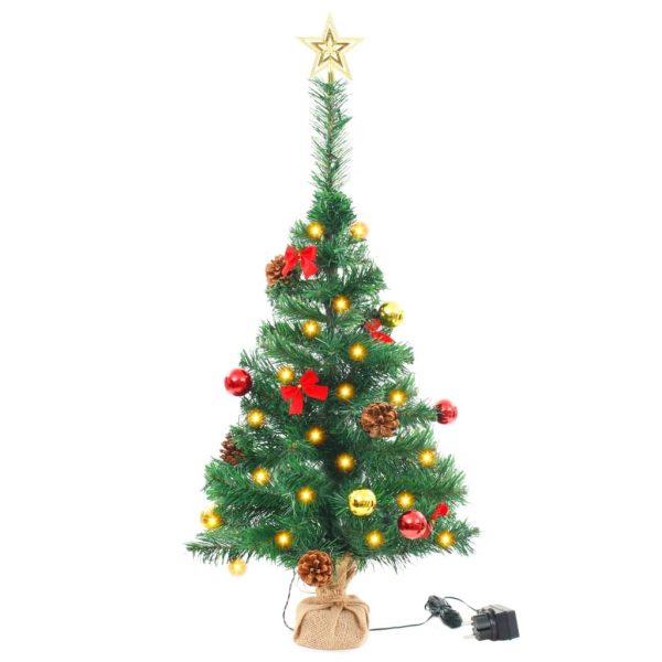 Artificial Christmas Tree with Baubles and LEDs Green 64 cm
