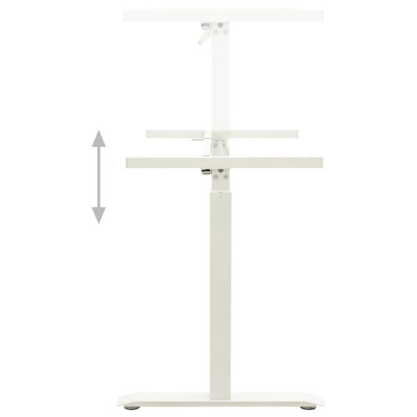 Manual Height Adjustable Standing Desk Frame Hand Crank – White
