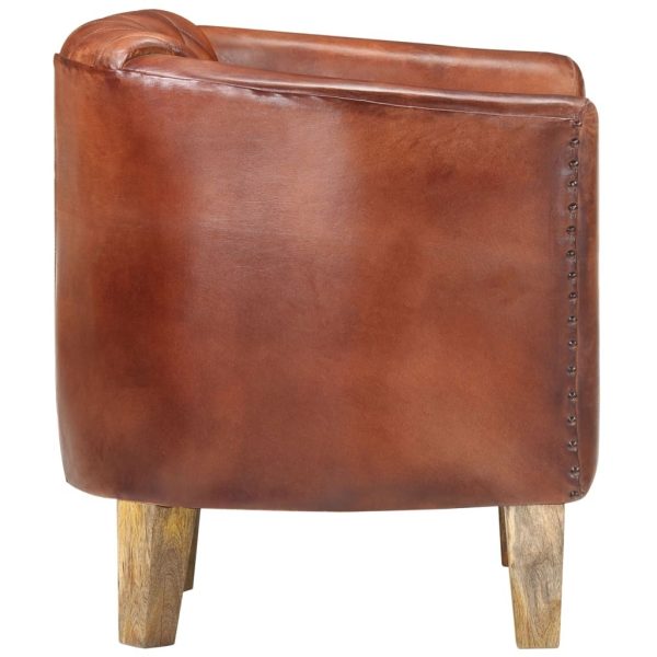 Tub Chair Real Leather – Brown