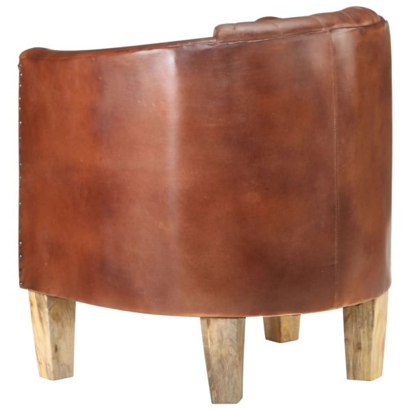 Tub Chair Real Leather – Brown