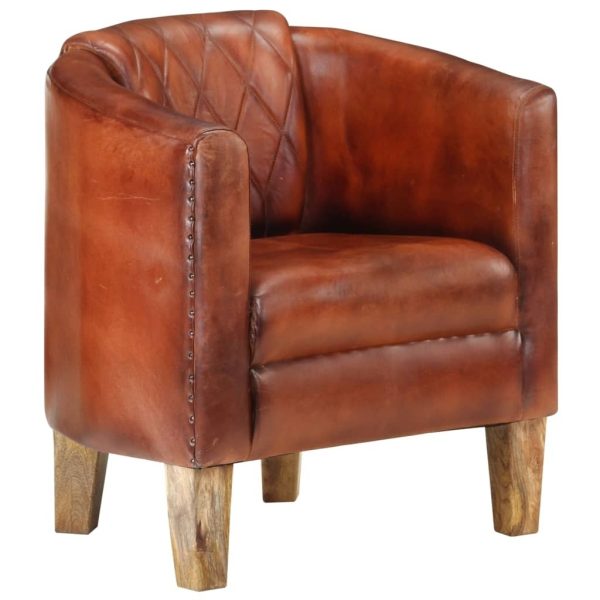 Tub Chair Real Leather – Brown