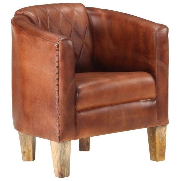 Tub Chair Real Leather – Brown