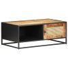 Coffee Table 90x50x35 cm Rough Mango Wood and Natural Cane