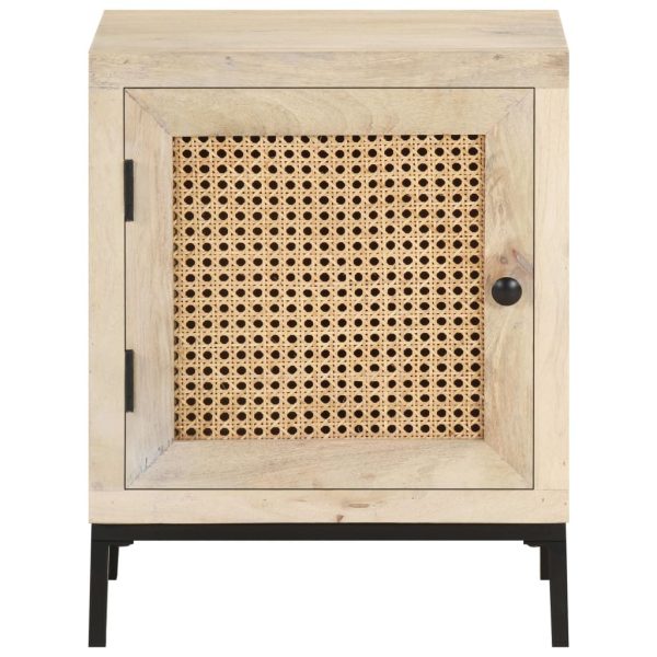 Wausau Bedside Cabinet 40x30x50 cm Solid Mango Wood and Natural Cane