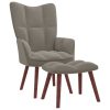 Relaxing Chair with a Stool Velvet – Light Grey