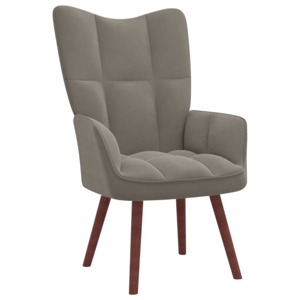 Relaxing Chair with a Stool Velvet – Light Grey