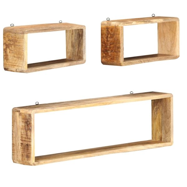 3 Piece Wall Cube Shelf Set – Soild Mango Wood