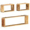 3 Piece Wall Cube Shelf Set – Soild Mango Wood