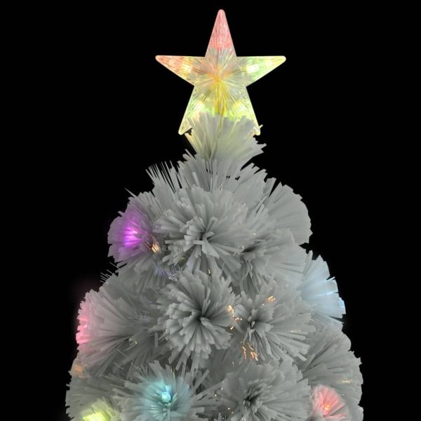 Artificial Christmas Tree with LED Fibre Optic – 210×90 cm, White
