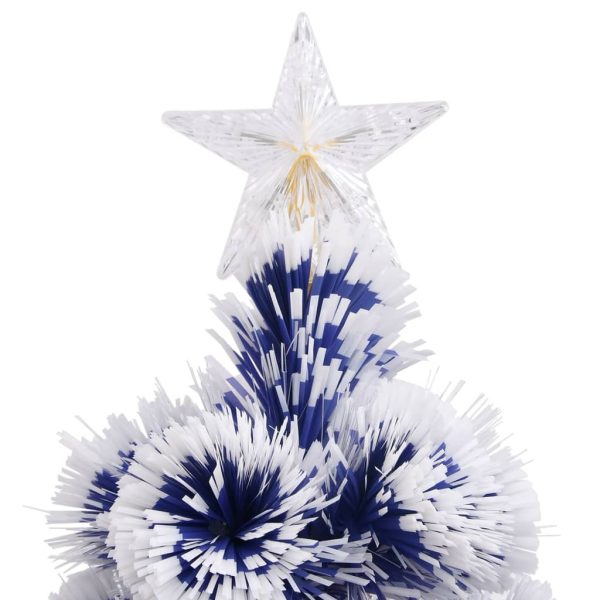 Artificial Christmas Tree with LED Fibre Optic – 150×70 cm, White and Blue