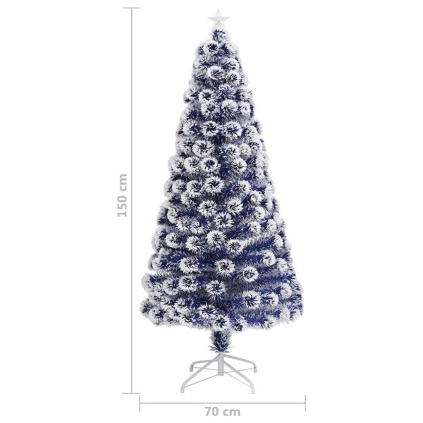 Artificial Christmas Tree with LED Fibre Optic – 150×70 cm, White and Blue