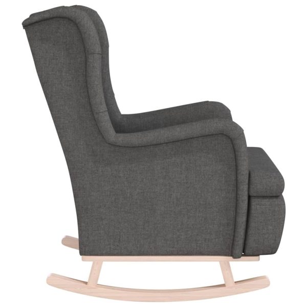 Armchair with Solid Rubber Wood Rocking Legs Fabric – Dark Grey