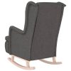 Armchair with Solid Rubber Wood Rocking Legs Fabric – Dark Grey