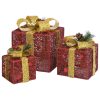 Decorative Christmas Gift Boxes 3 pcs Outdoor Indoor – Red