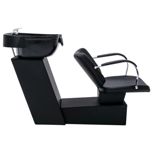 Shampoo Chair with Washbasin Black 137x59x82 cm Faux Leather