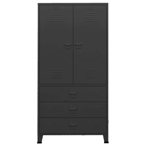 Industrial Wardrobe 90x50x180 cm Metal – Black